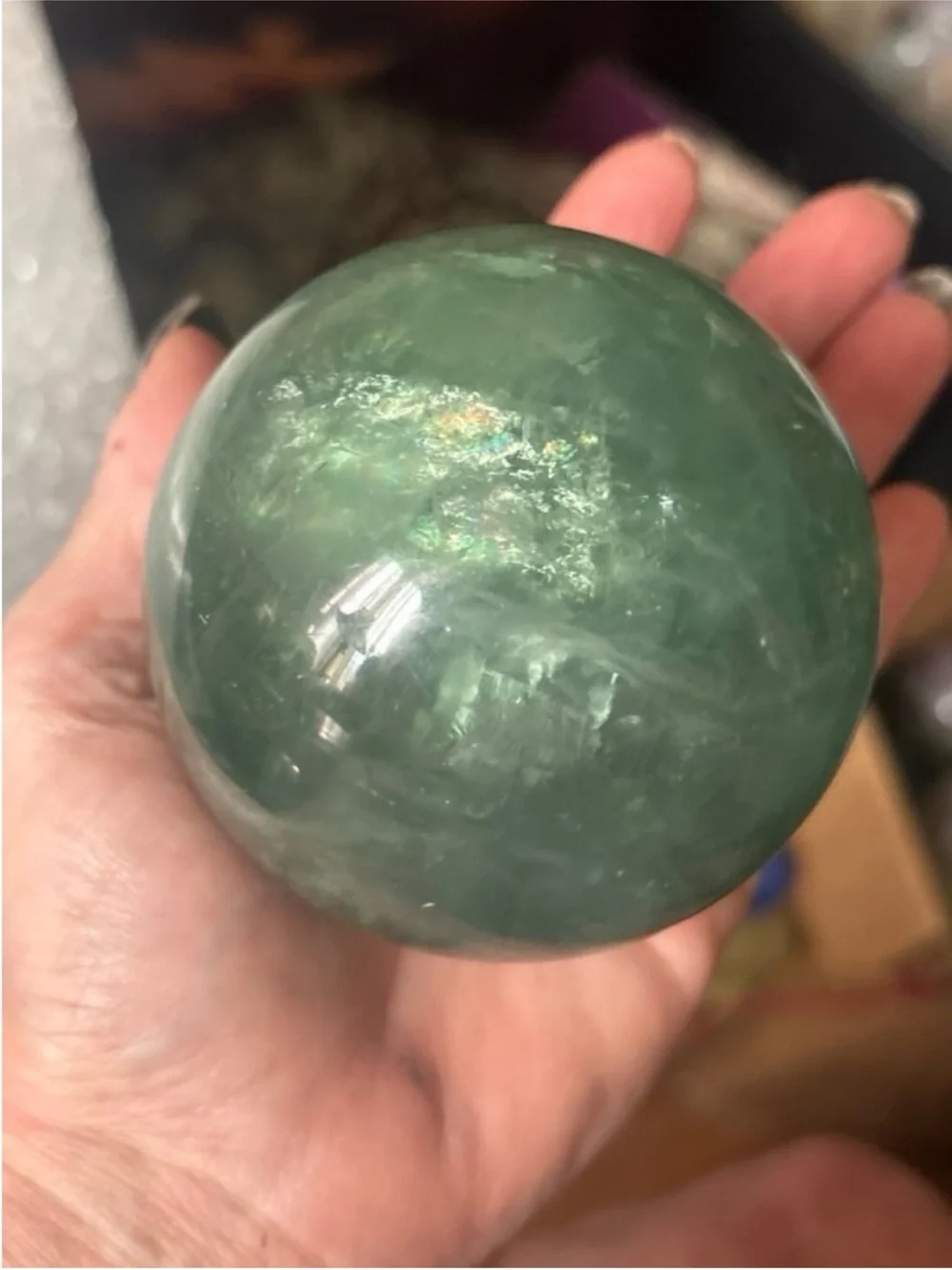 Green Fluorite Crystal Sphere Baja Blast